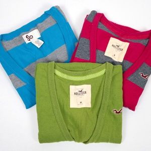 Hollister Long Sleeve Striped Solid V-Neck Sweaters Size M (Green SOLD)
